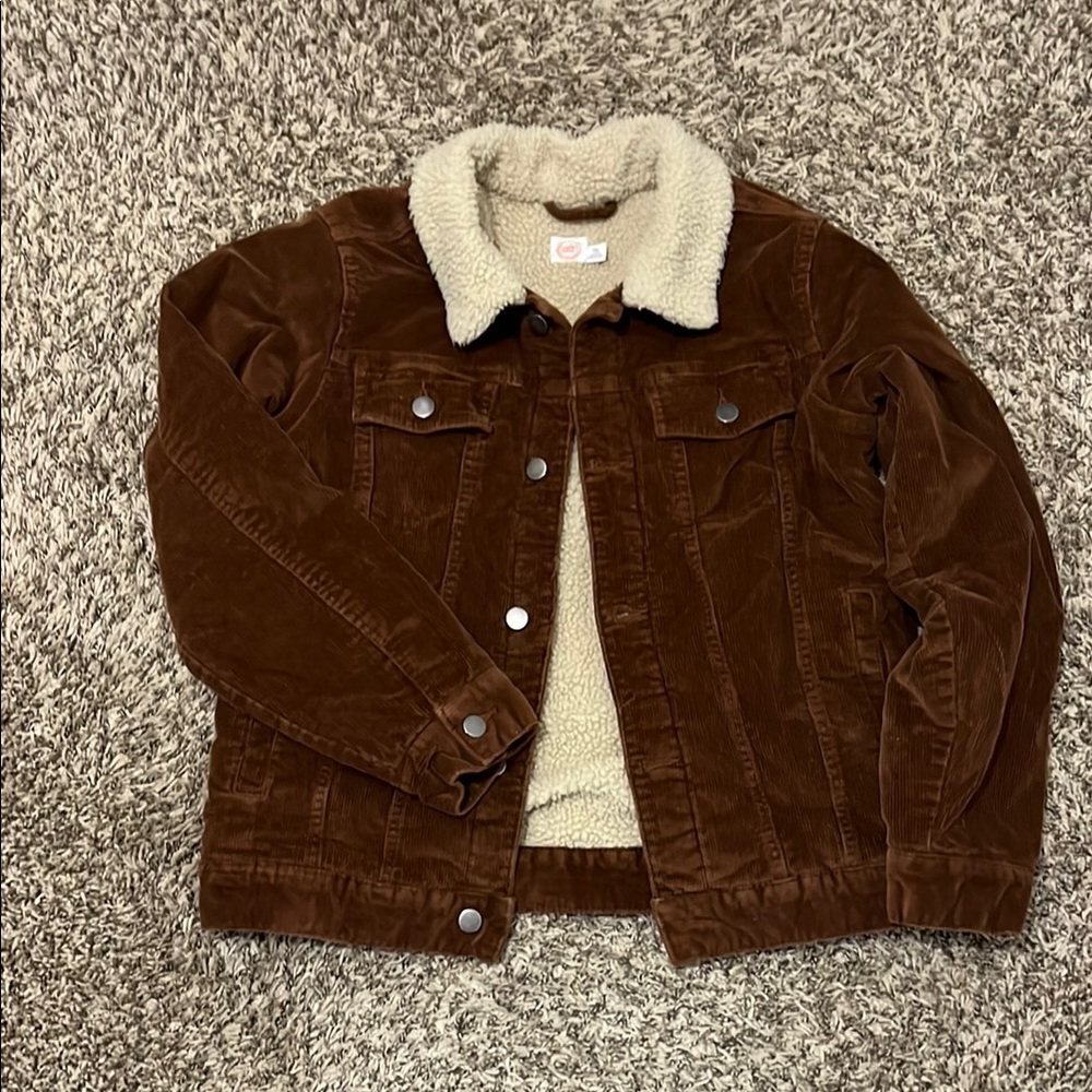 Brown Corduroy Sherpa-Lined Jacket